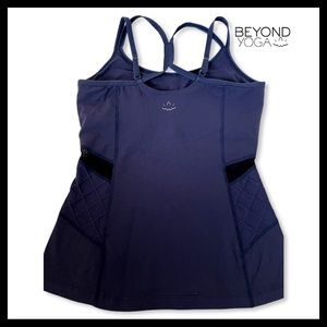 BEYOND YOGA Navy & Black Mesh 2 Strap Top Sz Small